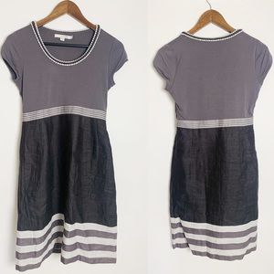 BODEN Striped Hem Dress Grey/White Size 4P